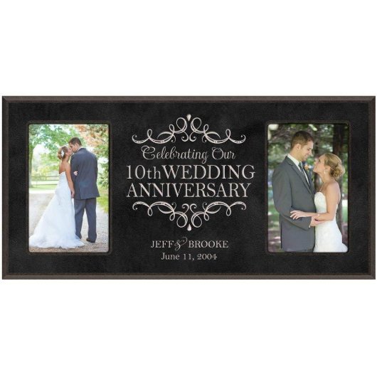 10th Wedding Anniversary Black Two-Picture Frame (Front)
