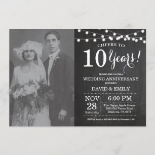 10th Wedding Anniversary Chalkboard Photo Invitation