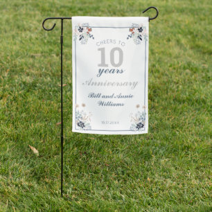 10th Wedding Anniversary Cheers to 10 Years Party  Garden Flag