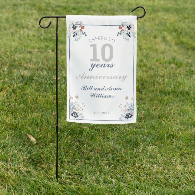 10th Wedding Anniversary Cheers to 10 Years Party  Garden Flag (In SItu)