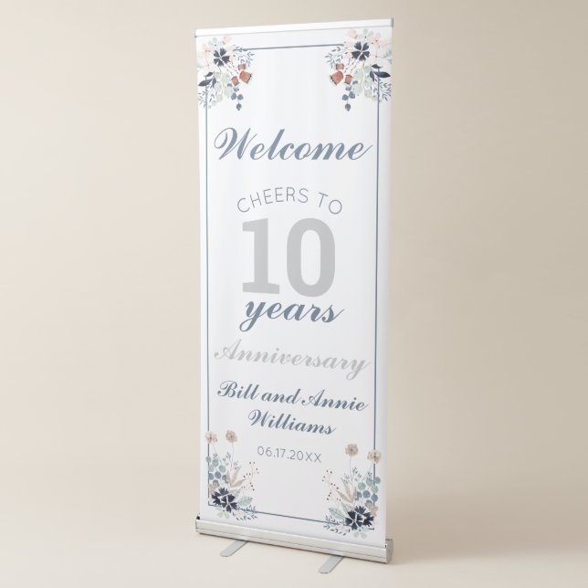 10th Wedding Anniversary Cheers to 10 Years Party Retractable Banner (3/4)