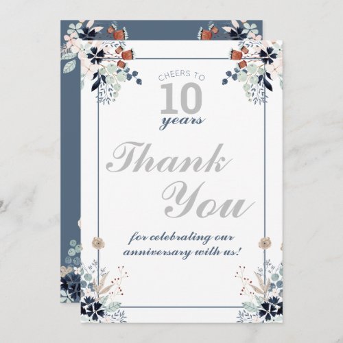 10th Wedding Anniversary Cheers to 10 Years Party Thank You Card