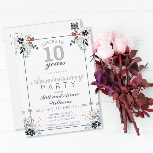 10th Wedding Anniversary Cheers to 10 Years  Postcard