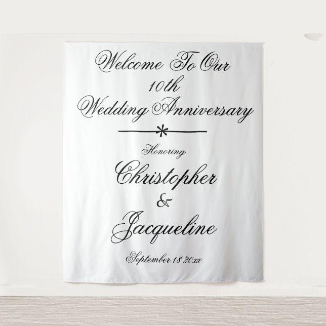 10th Wedding Anniversary Chic Photo Booth Backdrop (Front)