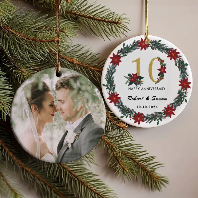 10th Wedding Anniversary Christmas Gifts  Ornament (Creator Uploaded)