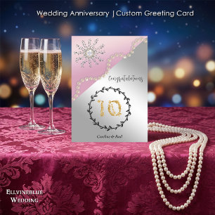10th Wedding Anniversary Clear Diamond & Pearls Card