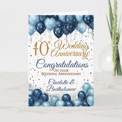 10th Wedding Anniversary Congratulations Card