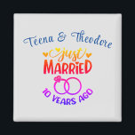 10th Wedding Anniversary Custom Names Magnet<br><div class="desc">Commemorate your tenth wedding anniversary with this custom magnet. Personalize the names in blue text to your own or the couple who is celebrating this milestone event. Great idea for a party favor too!</div>