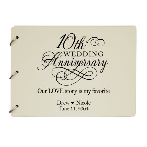 10th Wedding Anniversary Decorative Guest Book