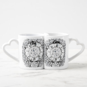 10th Wedding Anniversary Diamond Coffee Mug Set