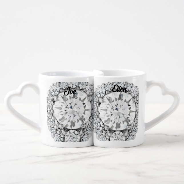 10th Wedding Anniversary Diamond Coffee Mug Set (Front Nesting)