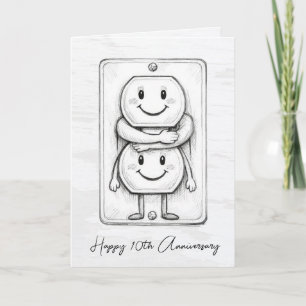 10th Wedding Anniversary Electrical Socket  Card