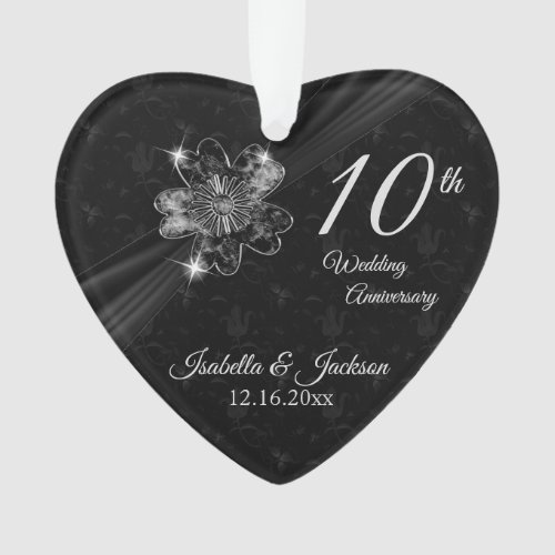 10th Wedding Anniversary Floral Keepsake Design Ornament