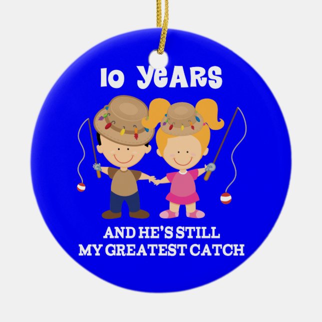 10th Wedding Anniversary Funny Gift For Her Ceramic Ornament (Front)