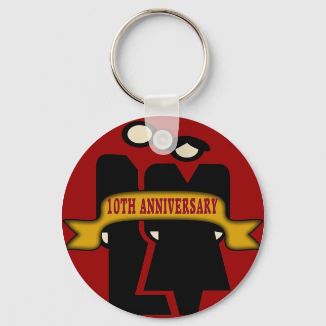 10th Wedding Anniversary Gifts Keychain (Front)