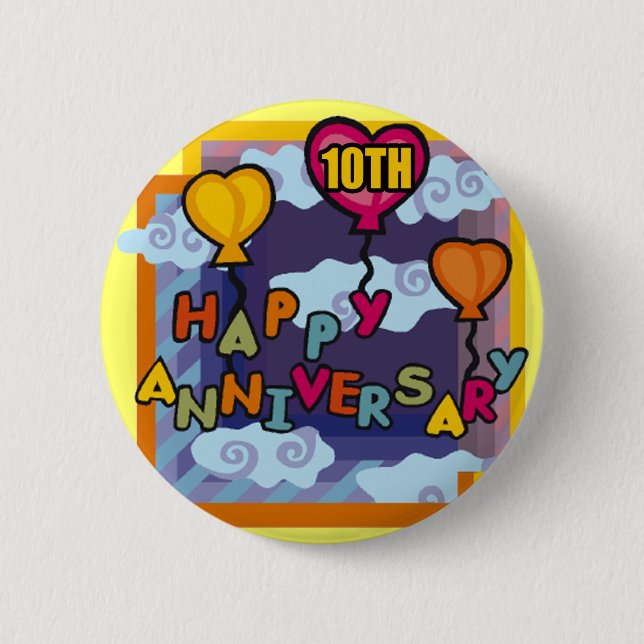 10th Wedding Anniversary Gifts Pinback Button (Front)