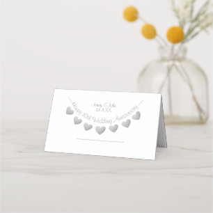 10th Wedding Anniversary heart placecards