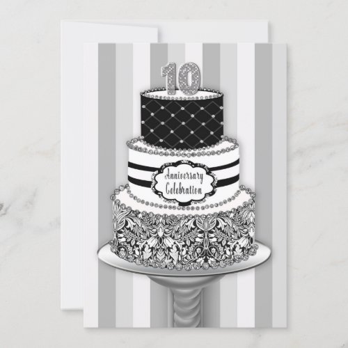 10th Wedding Anniversary Invitation 3_Tier Cake Invitation