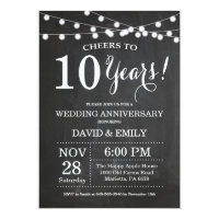 10th Wedding Anniversary Invitation Chalkboard