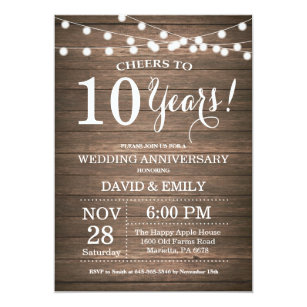 10 Year  Anniversary  Invitations  Zazzle