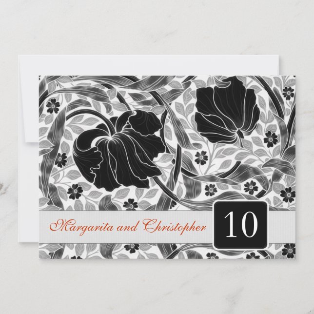 10th wedding anniversary invitations damask (Front)