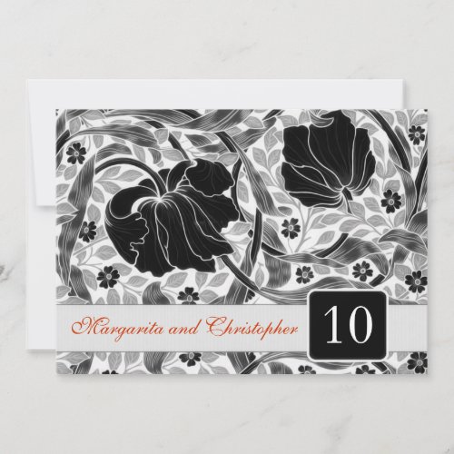 10th wedding anniversary invitations damask