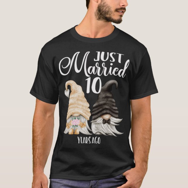 10th Wedding Anniversary - Just Married 10 Years T-Shirt (Front)