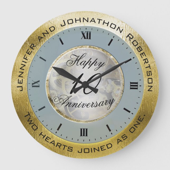 10th Wedding Anniversary Large Clock (Front)