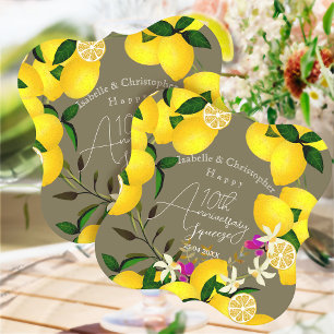 10th Wedding Anniversary Lemon Squeeze  Paper Coaster
