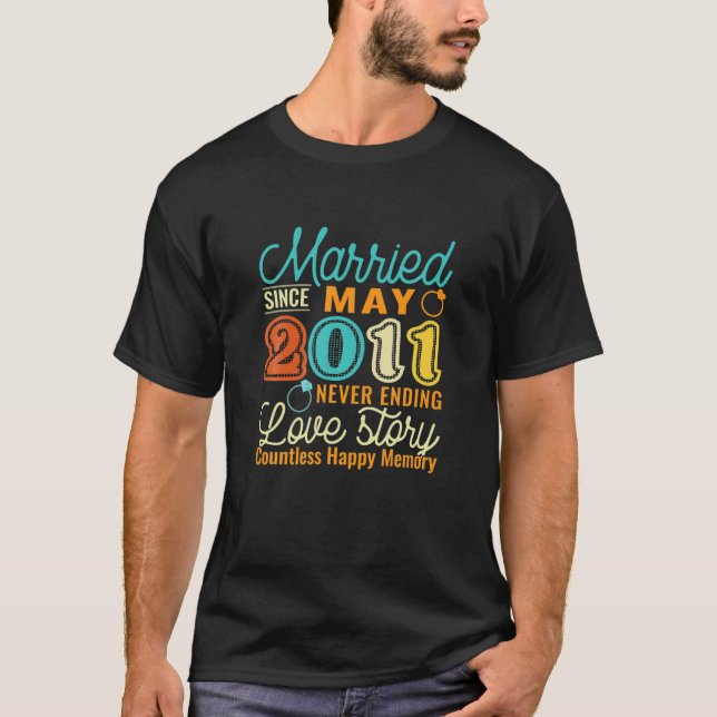 10Th Wedding Anniversary Love Story Married Since T-Shirt (Front)