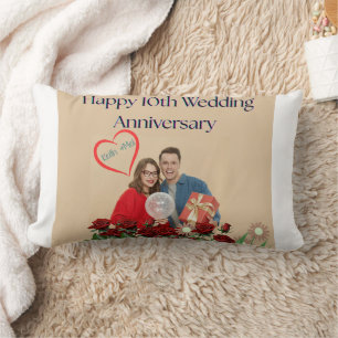 10th Wedding Anniversary Lumbar Pillow