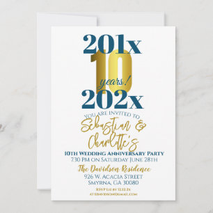 10th Wedding Anniversary Modern Invitation