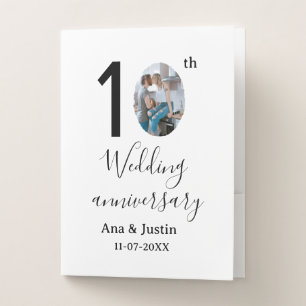 10th wedding anniversary name photo bold letter st pocket folder