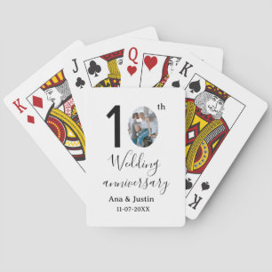 10th wedding anniversary name photo bold letter st poker cards