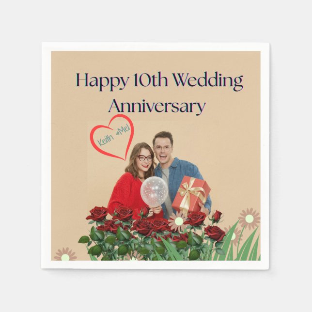 10th Wedding Anniversary Napkins (Front)