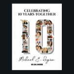 10th Wedding Anniversary Number 10 Photo Collage Poster<br><div class="desc">Celebrate 10th birthday or wedding anniversary with this printable photo collage foam board. Choose your favorite photos for display. Customize the name, text and date to fit your occasion. This will be a lovely keepsake with personalized message to look back on with family and friends. If you need any other...</div>