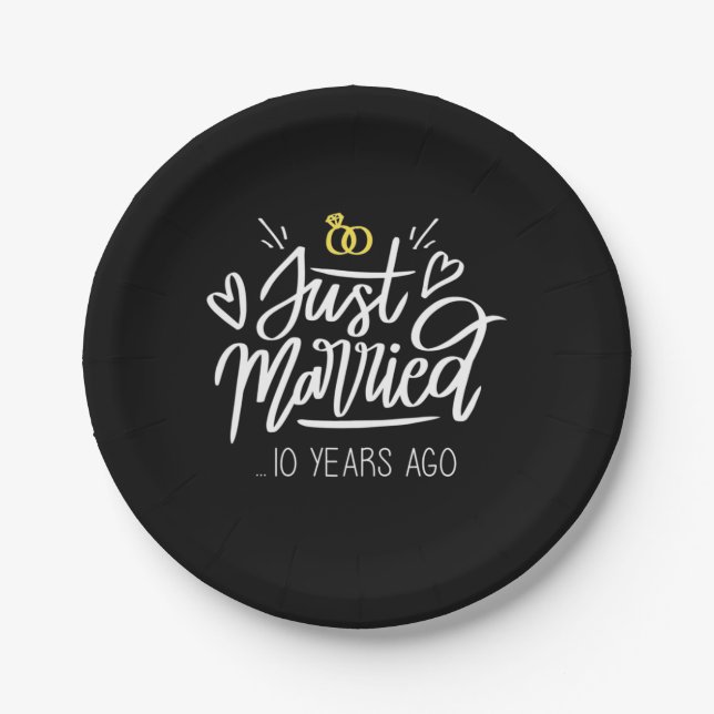 10th Wedding Anniversary Paper Plates (Front)