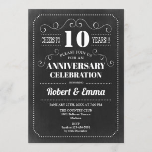 10th Wedding Anniversary Party - Chalkboard Invitation