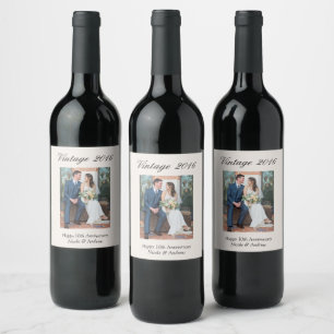 10th Wedding Anniversary Party Decor Custom Photo Wine Label