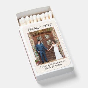 10th Wedding Anniversary Party Favor Custom Photo Matchboxes