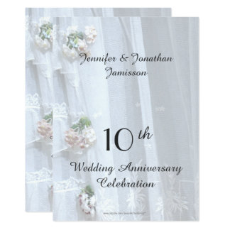 10th Wedding Anniversary Party, Vintage Lace Card