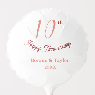 10th wedding anniversary peach pastel name retro b balloon