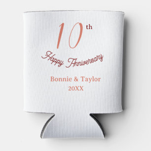 10th wedding anniversary peach pastel name retro b can cooler
