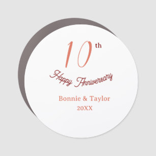 10th wedding anniversary peach pastel name retro b car magnet