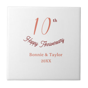 10th wedding anniversary peach pastel name retro b ceramic tile