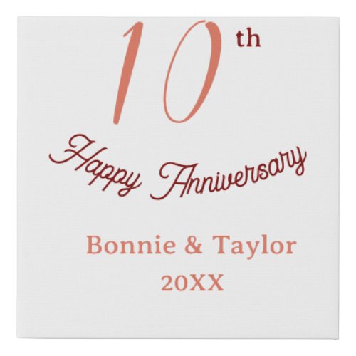 10th wedding anniversary peach pastel name retro b