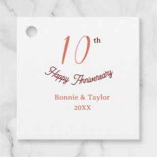10th wedding anniversary peach pastel name retro b favor tags