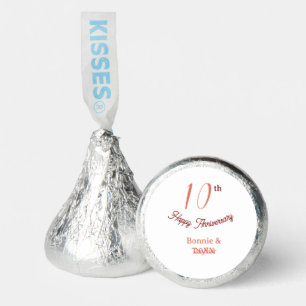 10th wedding anniversary peach pastel name retro b hershey®'s kisses®