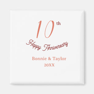 10th wedding anniversary peach pastel name retro b magnet