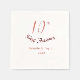 10th wedding anniversary peach pastel name retro b napkins